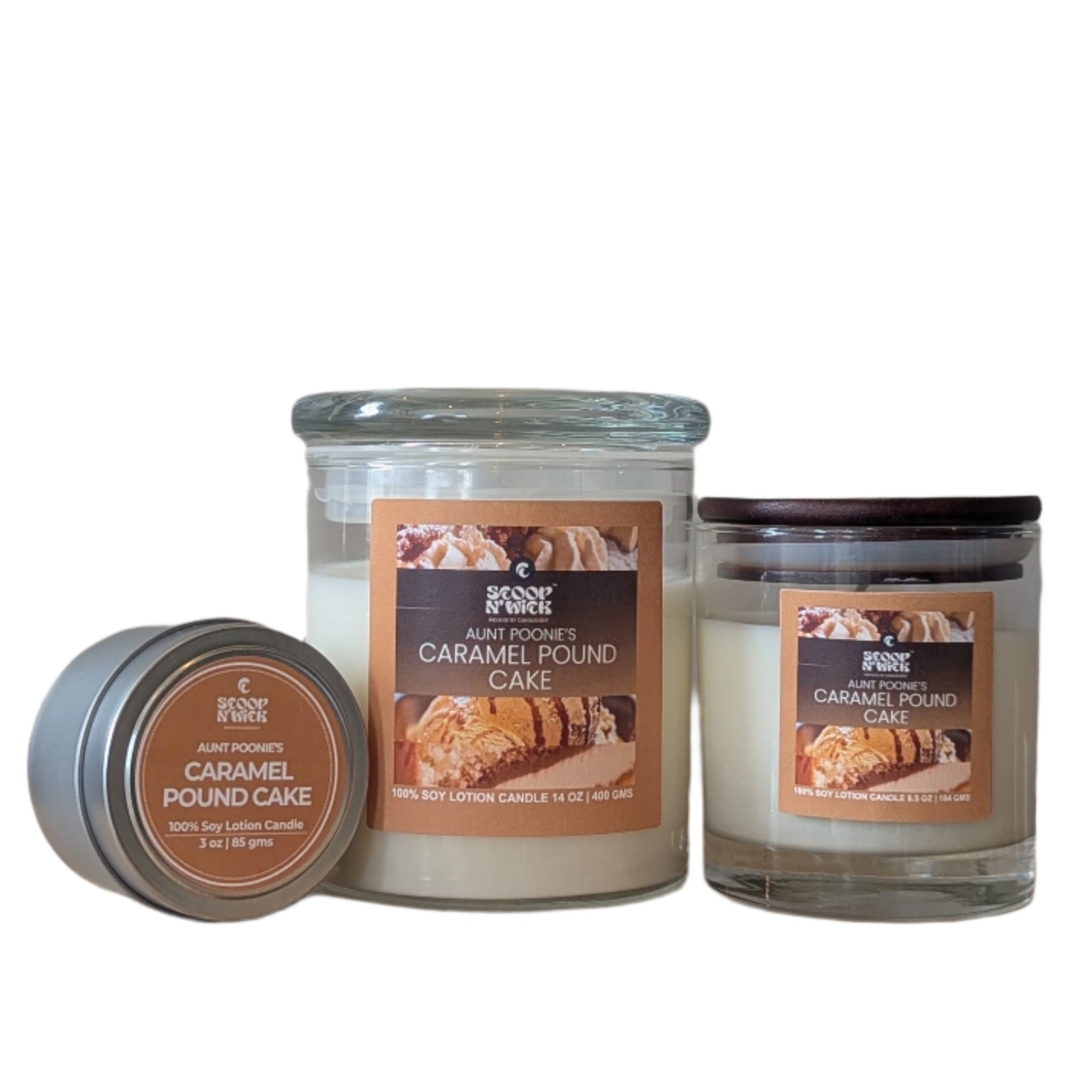Scoop N Wick Aunt Poonie's Caramel Pound Cake Candle - Hand-Poured Soy