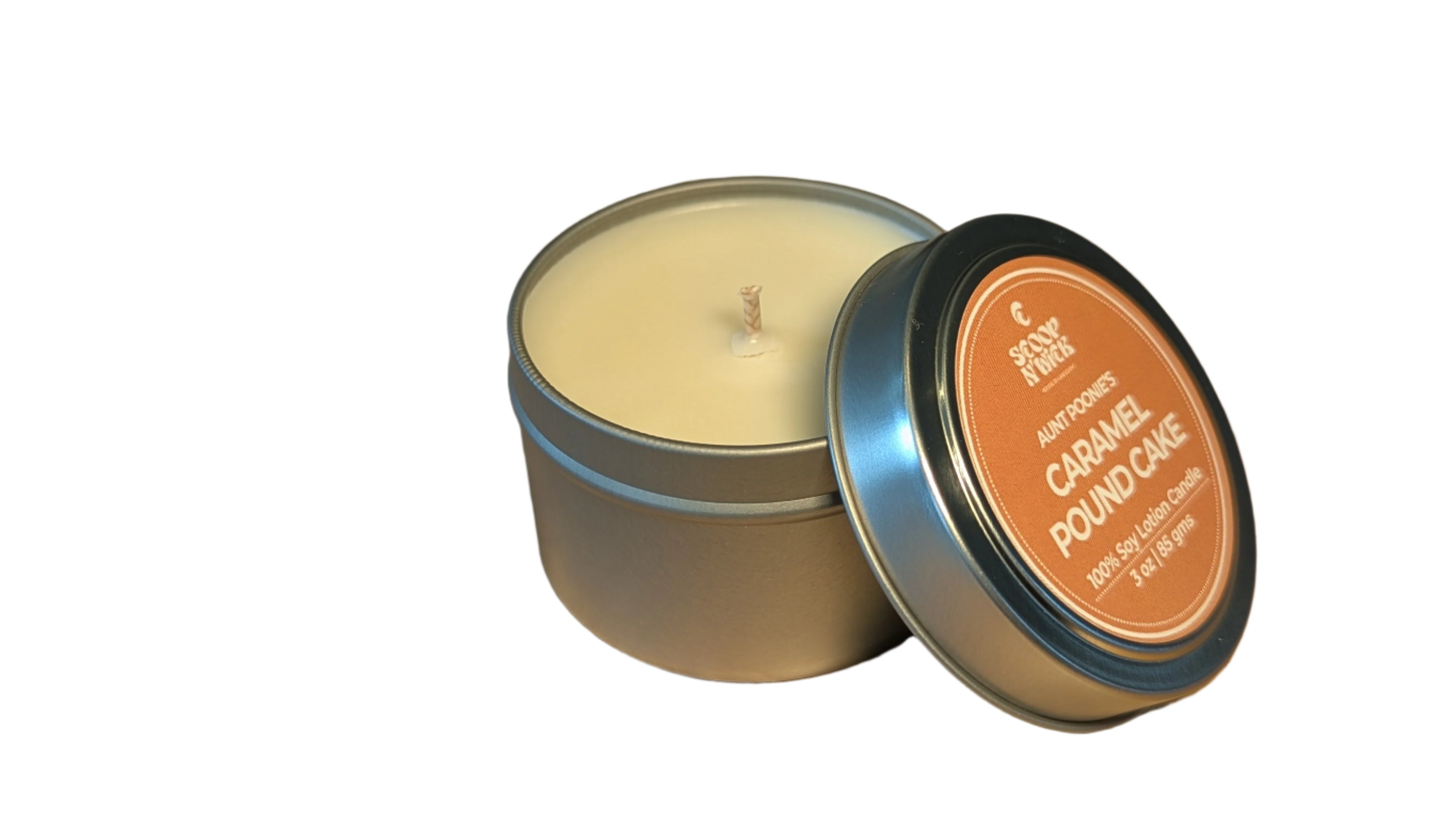 Scoop N Wick Aunt Poonie's Caramel Pound Cake Candle - Hand-Poured Soy
