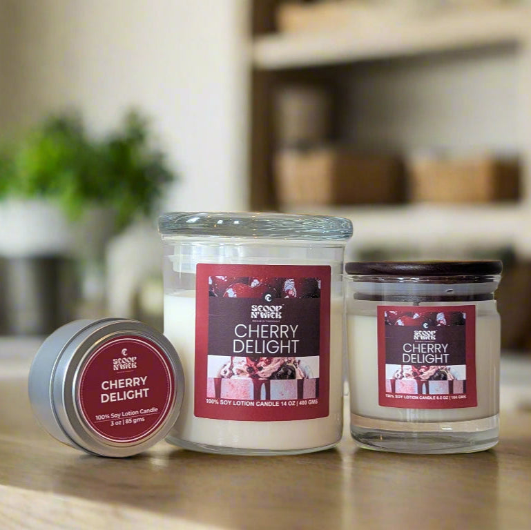 Scoop N Wick Cherry Delight Soy Candle - Natural Aroma