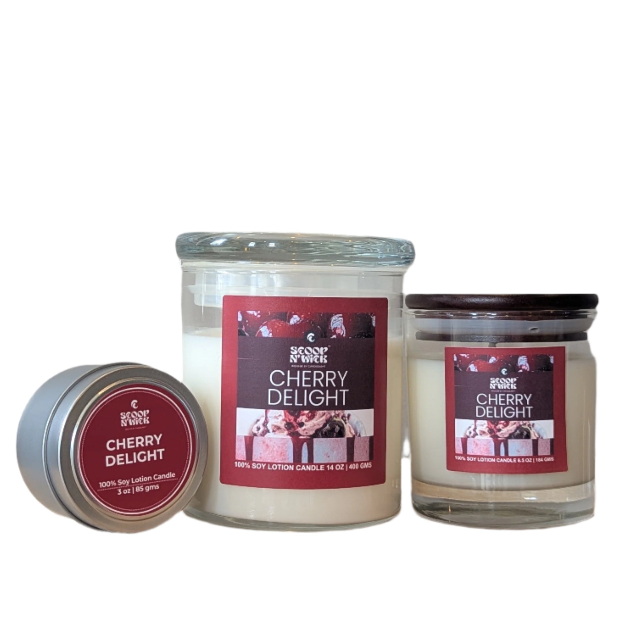 Scoop N Wick Cherry Delight Soy Candle - Natural Aroma