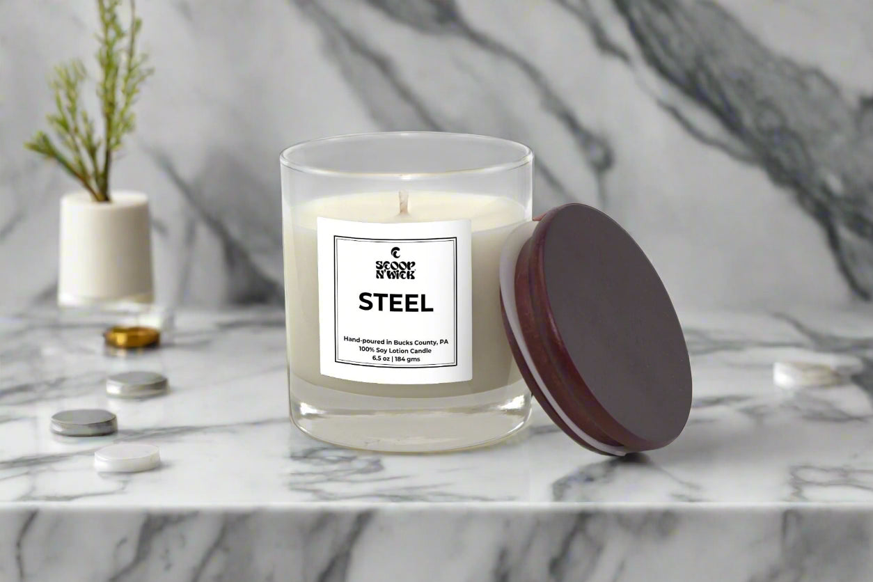 Scoop N Wick Steel Scented Soy Candle - Hand-Poured Aromas