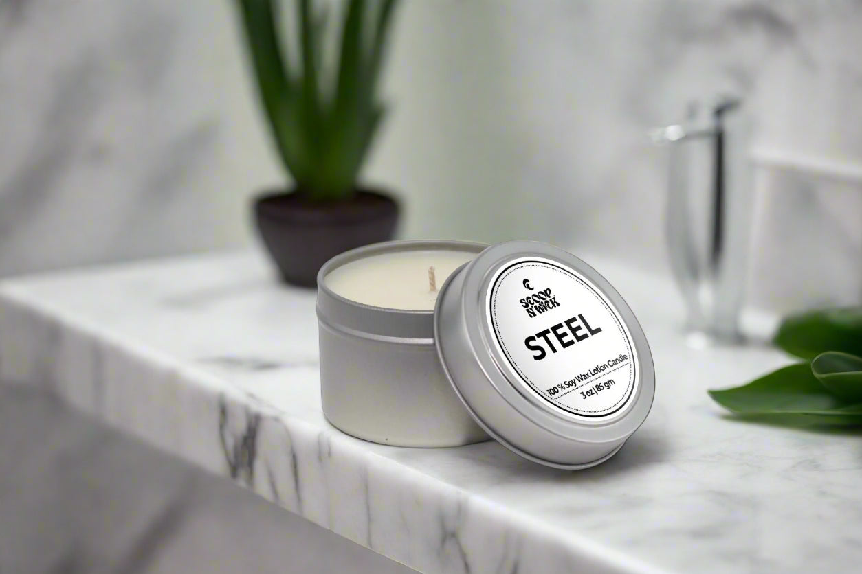 Scoop N Wick Steel Scented Soy Candle - Hand-Poured Aromas